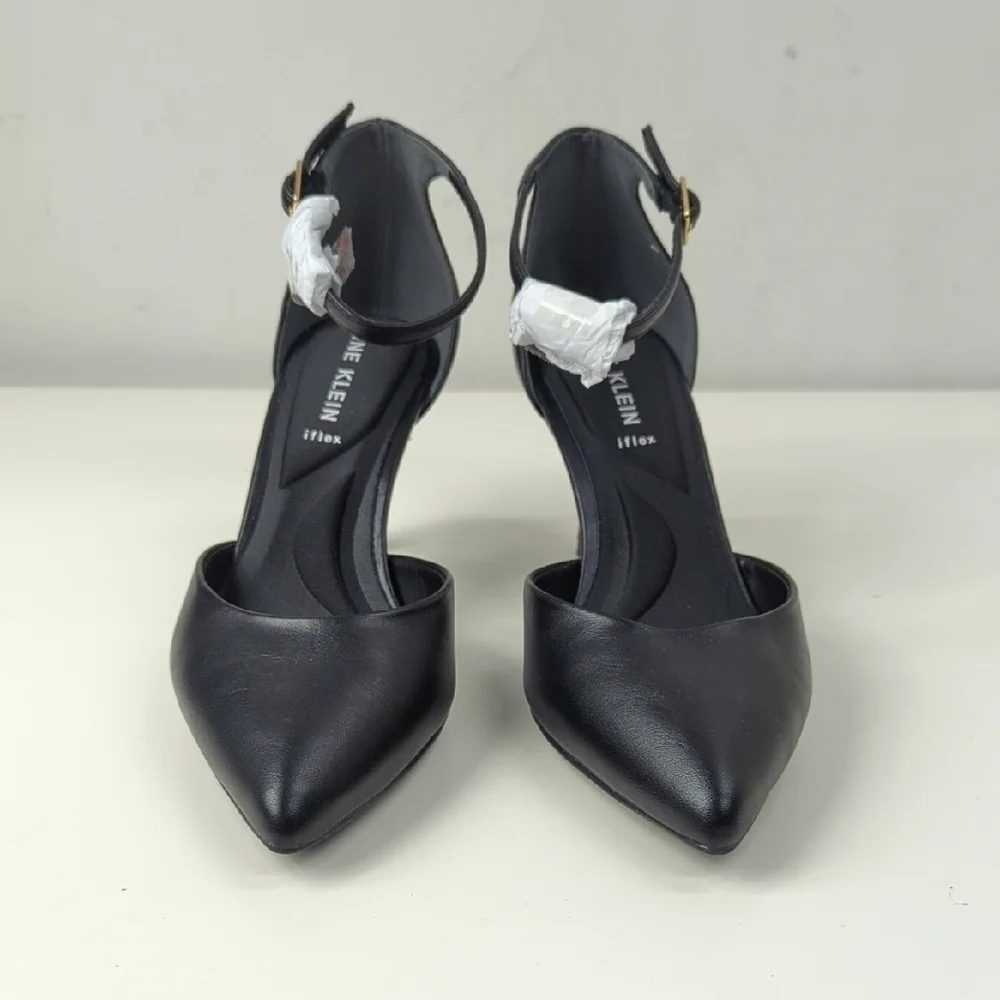 New Anne Klein Rhode Black Buckle Pointed Toe Pumps Shoes Size 8.5
